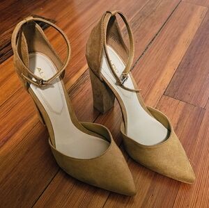 Also Brown Suede T Strap Heels Pumps Size 8